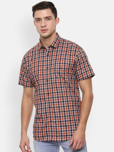

Louis Philippe Sport Men Orange & Black Slim Fit Checked Casual Shirt