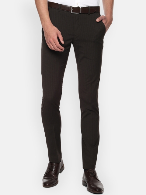 

Louis Philippe Men Brown Checked Slim Fit Formal Trousers
