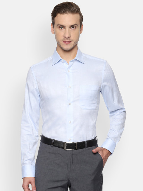 

Louis Philippe Men Blue Regular Fit Self Design Formal Shirt
