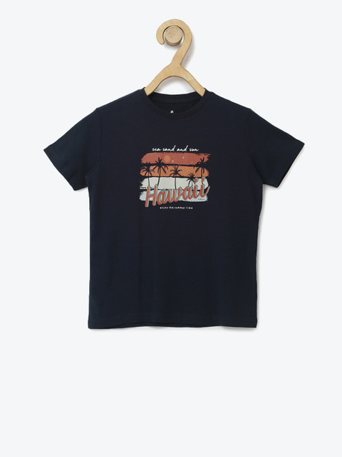 

Red Tape Boys Navy Blue Printed Round Neck T-shirt
