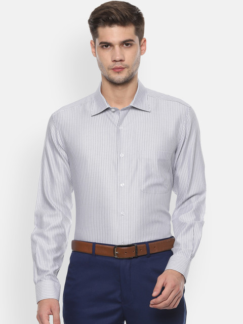 

Louis Philippe Men Grey Classic Regular Fit Self-Striped Formal Shirt
