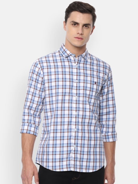 

Louis Philippe Jeans Men Blue & White Slim Fit Checked Casual Shirt