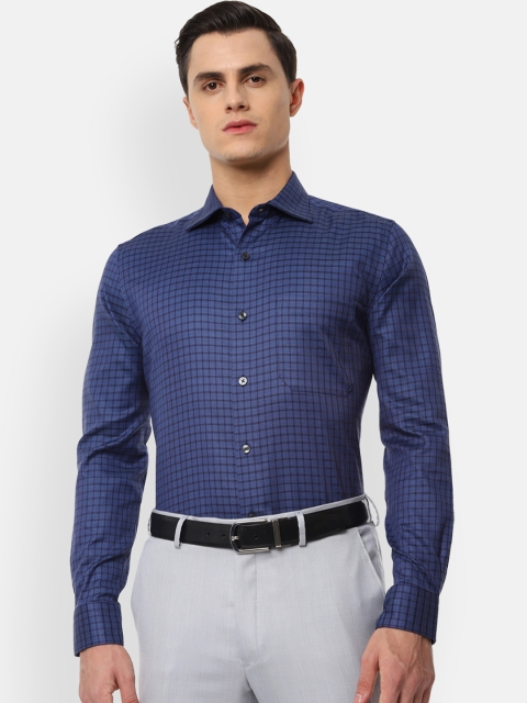 

Louis Philippe Men Navy Blue & Black Regular Fit Checked Formal Shirt