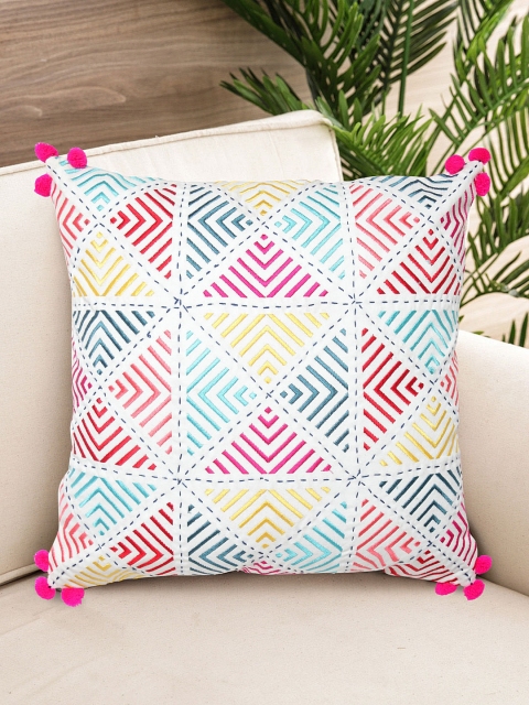 

NISRAG HOME Multicoloured Single Geometric Square Cushion Cover, Multi