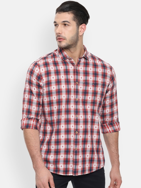 

Louis Philippe Jeans Men Red & White Slim Fit Checked Casual Shirt