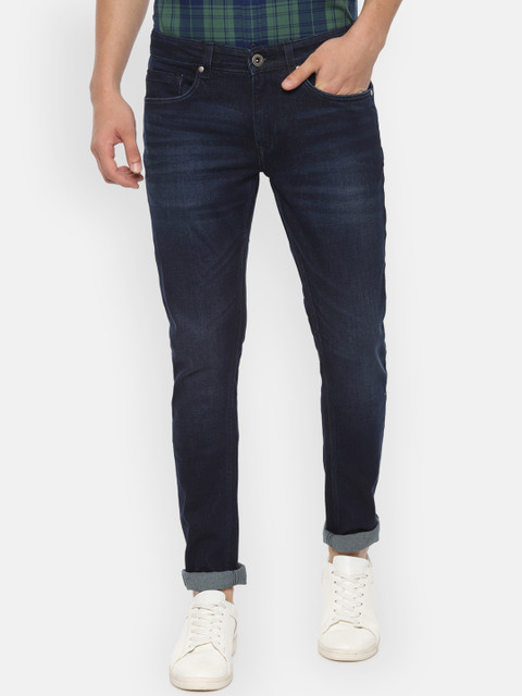

Louis Philippe Jeans Men Navy Blue Slim Fit Mid-Rise Clean Look Stretchable Jeans