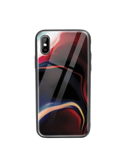 

Bewakoof Red & Black Paint Swirls iPhone XS Glass Mobile Cover