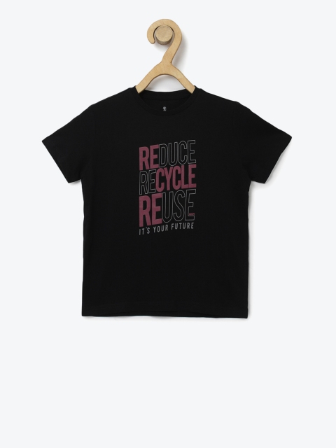

Red Tape Boys Black Printed Round Neck T-shirt
