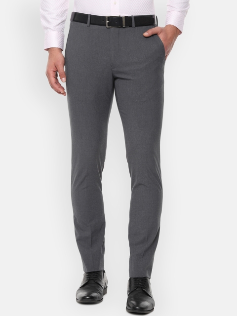 

Louis Philippe Men Grey Slim Fit Solid Formal Trousers