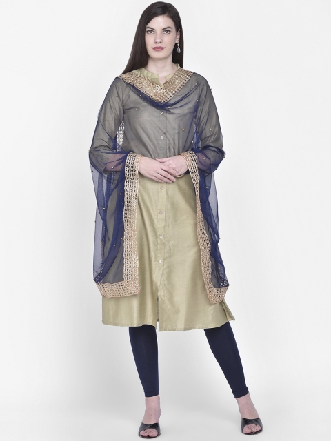 

Dupatta Bazaar Navy Blue & Gold-Coloured Embellished Dupatta