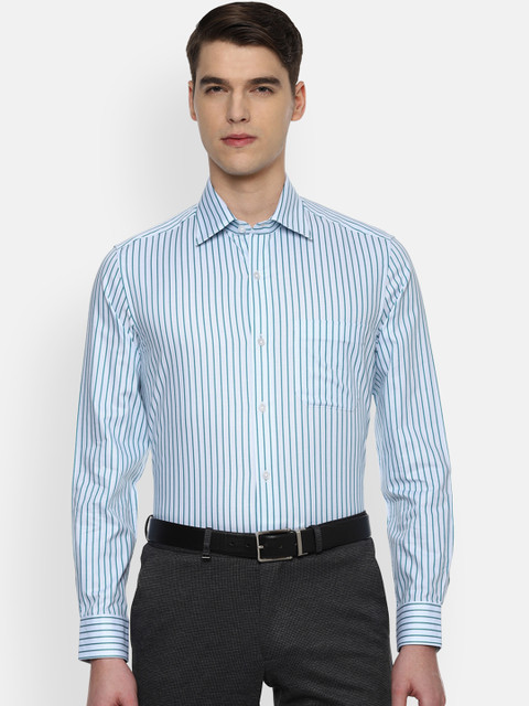 

Louis Philippe Men Blue & White Regular Fit Striped Formal Shirt
