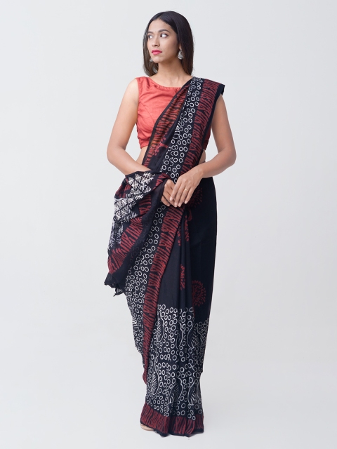 

Unnati Silks Navy Blue & White Pure Cotton Printed Kota Handloom Saree