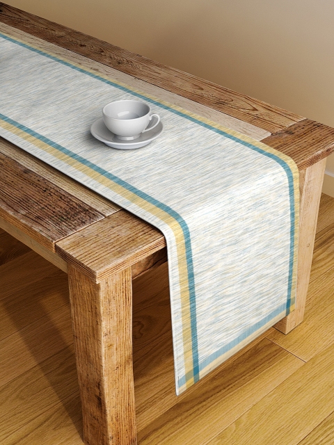 

NEUDIS Green & Yellow Abstract Hand Woven 4 Seater Table Runner