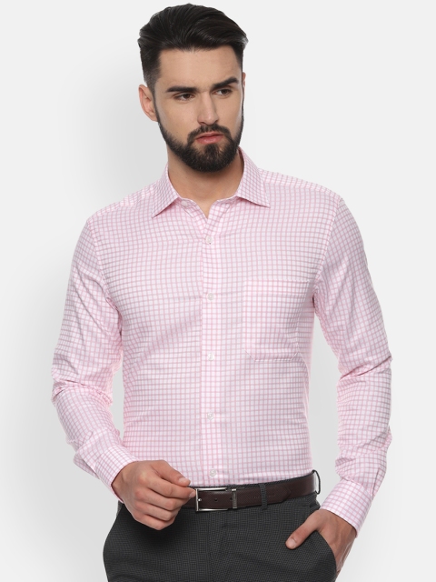 

Louis Philippe Men Pink Regular Fit Checked Formal Shirt