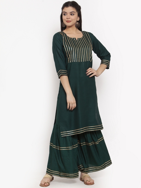 

ANAISA Women Green Gotta Work Kurta with Sharara