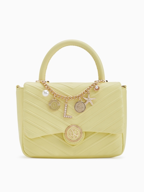 

LYN Yellow Women Embellished Handheld Bag