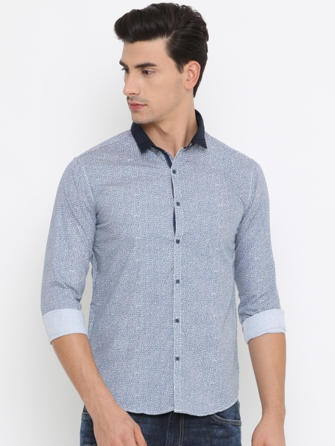 

WITH Men Blue Printed Regular Fit Casual Shirt