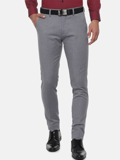 

Louis Philippe Men Grey Slim Fit Self Design Formal Trousers
