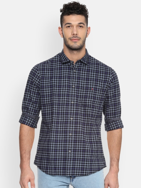 

Louis Philippe Jeans Men Navy Blue Checked Slim Fit Casual Shirt