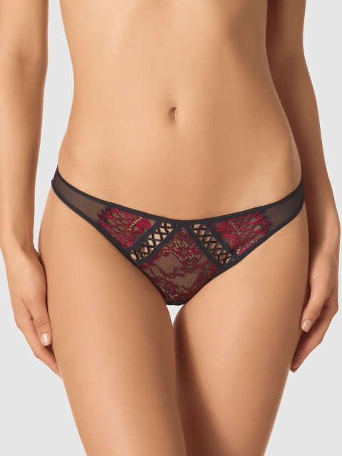 

La Senza Women Red & Black Self Design Sexy OBV NON COL Bikini Briefs 11144414-74Q6