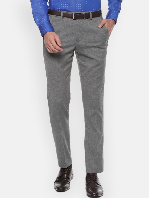 

Louis Philippe Men Grey Slim Fit Solid Formal Trousers