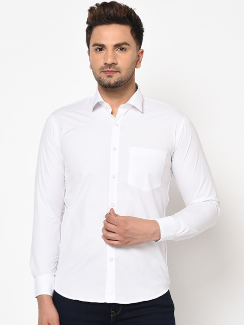 

Spirit Men White Comfort Slim Fit Solid Casual Shirt