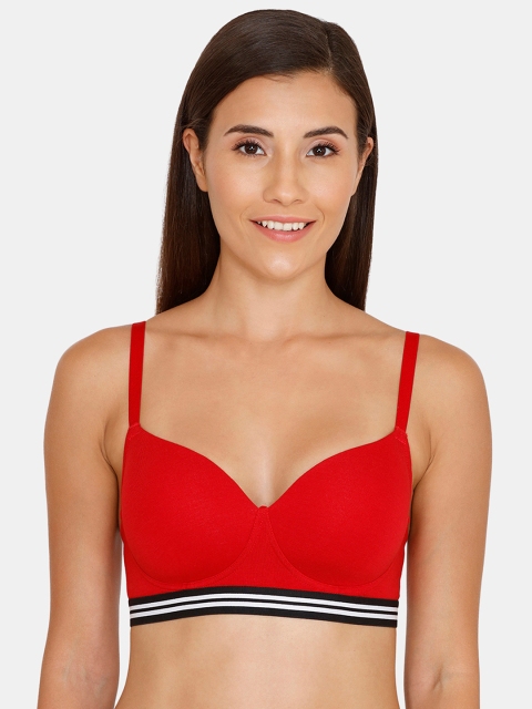 

Zivame Red Solid Non-Wired Lightly Padded T-shirt Bra ZI1175FASHZIRED
