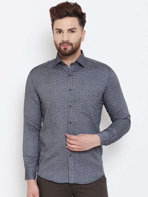 

Spirit Men Charcoal Grey Regular Fit Printed Casual Shirt