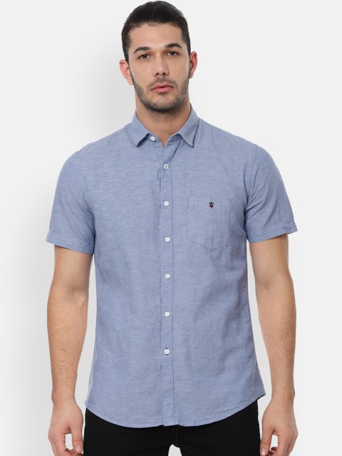 

Louis Philippe Sport Men Blue Slim Fit Solid Cotton Linen Casual Shirt