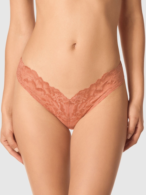 

La Senza Women Pink Lace Trimmed Bikini Briefs 11152276-0EAR