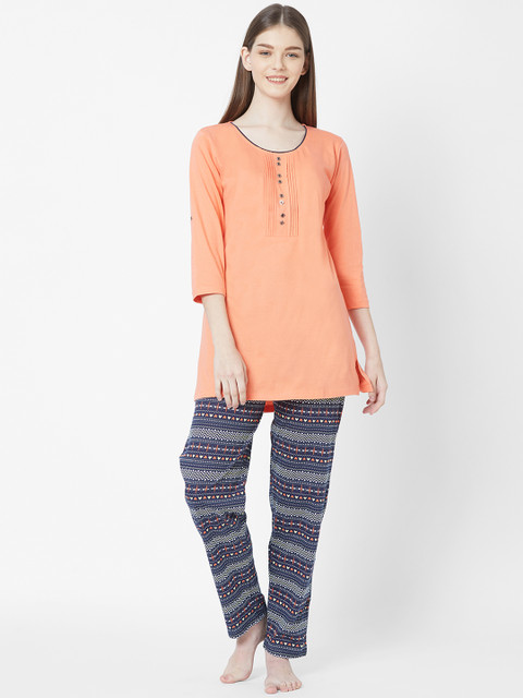 

Juliet Women Peach-Coloured & Blue Night Suit 020002200000827