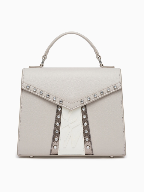 

LYN Grey Embellished Tong Handheld Bag