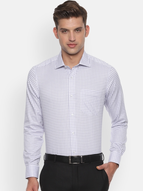 

Louis Philippe Men White & Purple Regular Fit Checked Formal Shirt