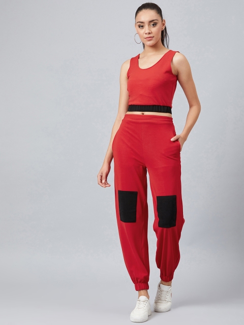 

Athena Women Red Solid Top with Trousers