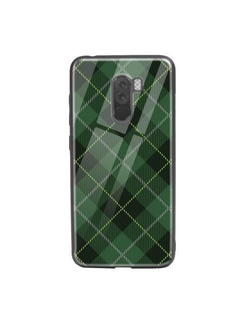 

Bewakoof Green & White Tartan Print Xiaomi POCO F1 Glass Mobile Cover