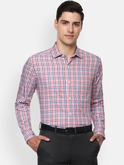 

Louis Philippe Men White & Blue Regular Fit Checked Formal Shirt