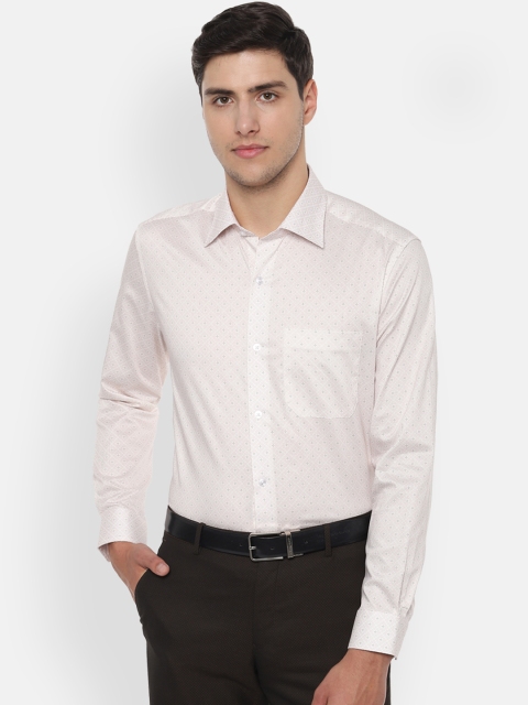 

Louis Philippe Men White & Brown Regular Fit Printed Formal Shirt
