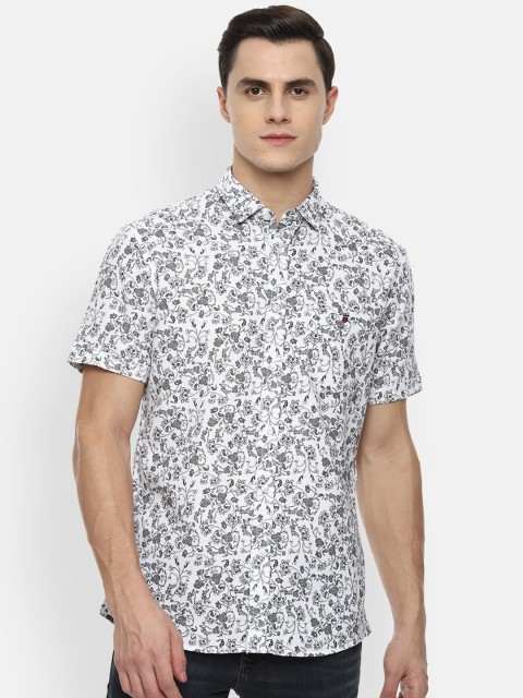 

Louis Philippe Jeans Men White & Black Printed Slim Fit Casual Shirt