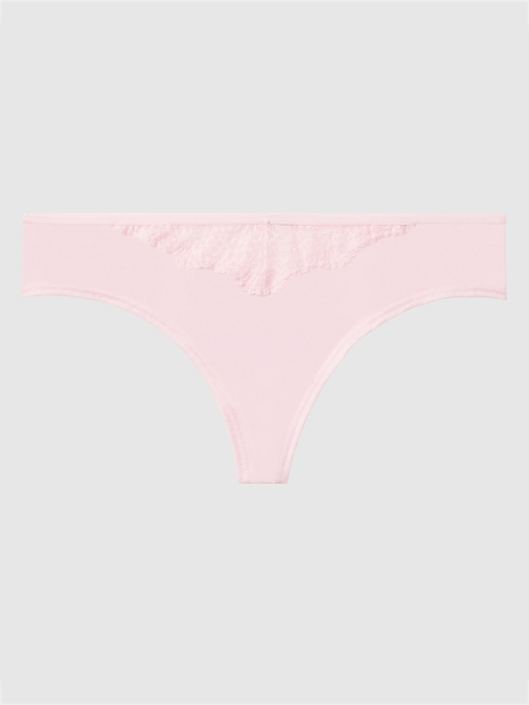 

La Senza Women Pink Solid Remix Ultrasoft Thongs 11151716-98S6