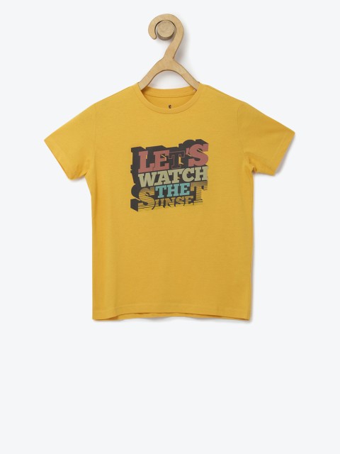 

Red Tape Boys Mustard Yellow Printed Round Neck T-shirt