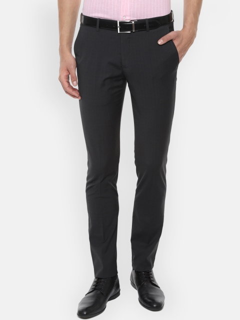 

Louis Philippe Men Black Slim Fit Checked Formal Trousers
