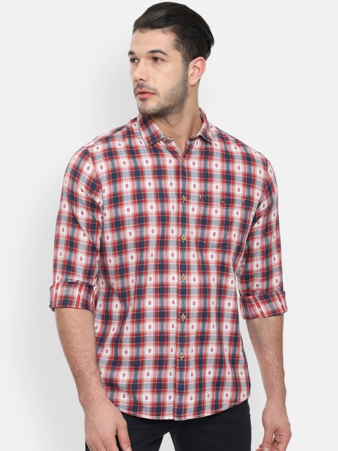 

Louis Philippe Jeans Men Red & White Checked Regular Fit Casual Shirt