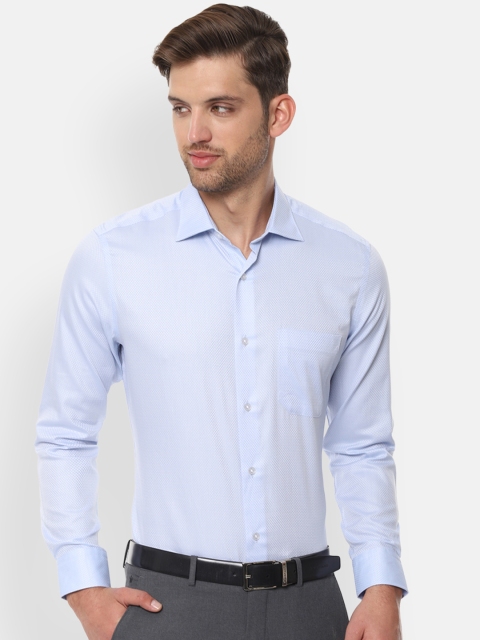 

Louis Philippe Men Blue & White Regular Fit Self Design Formal Shirt