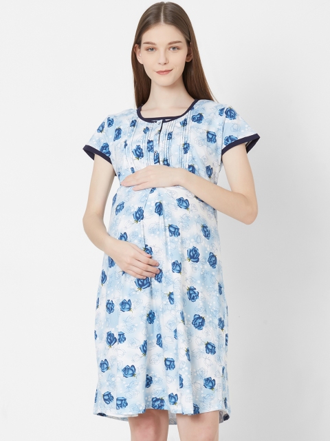

Juliet Blue Printed Cotton Maternity Sleep Shirt
