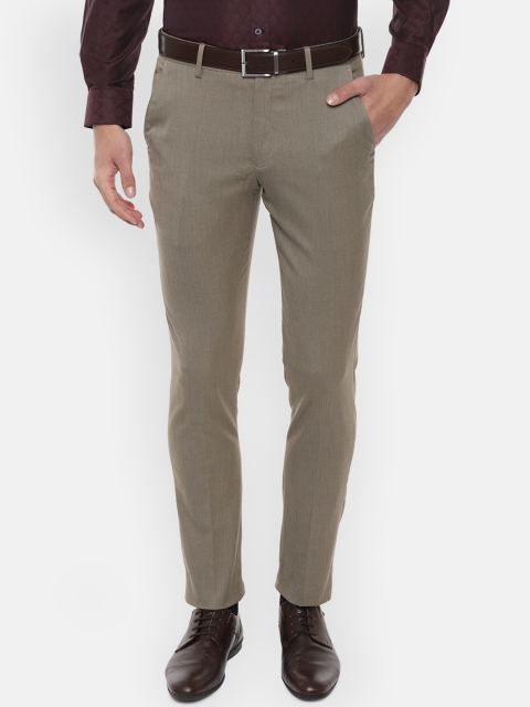 

Louis Philippe Men Khaki Slim Fit Self Design Formal Trousers