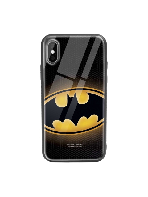 

Bewakoof Black & Yellow Batman Logo iPhone XS Glass Mobile Cover