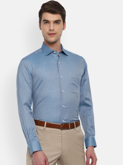 

Louis Philippe Men Blue & White Regular Fit Printed Formal Shirt