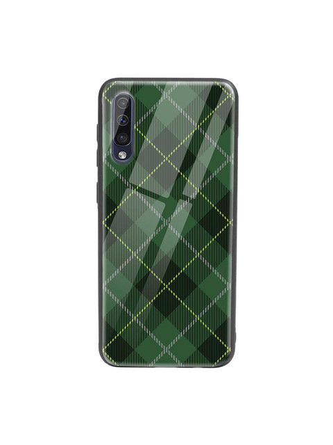 

Bewakoof Green & White Tartan Print Samsung Galaxy A50 Glass Mobile Cover