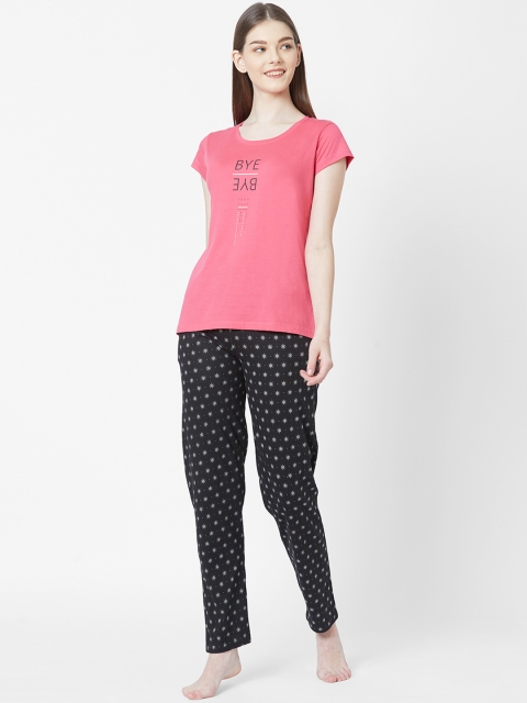 

Juliet Women Pink & Black Printed Night suit