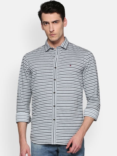 

Louis Philippe Jeans Men Grey Striped Slim Fit Casual Shirt